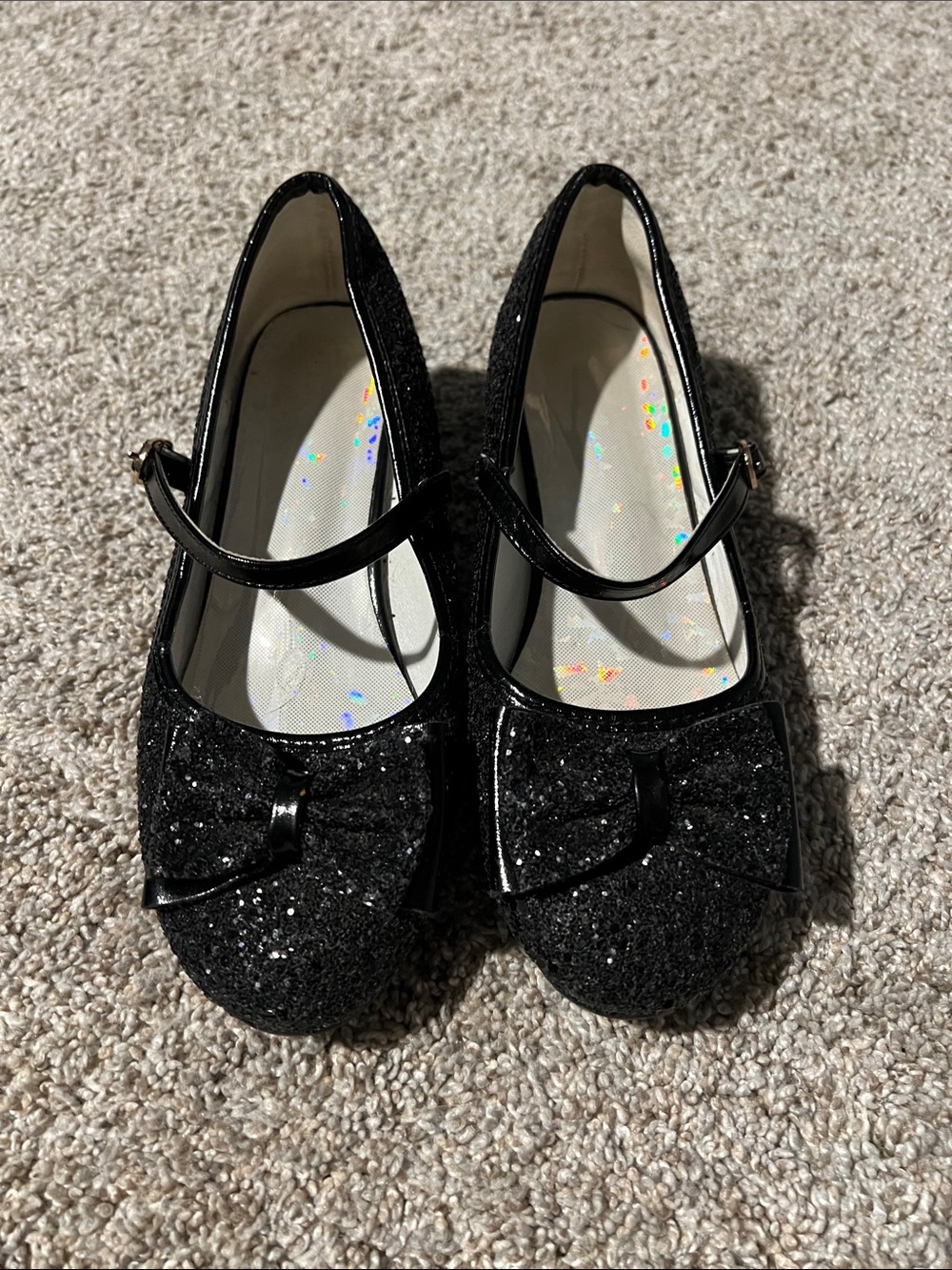Girls Black Glitter Shoes